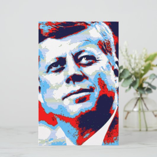 Pop Art JFK John F. Kennedy Rood Blauw Briefpapier (Staand voorkant)