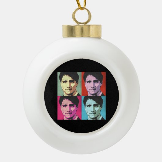 Pop Art Justin Trudeau - Volledige grootte -.png Keramische Bal Ornament (Voorkant)