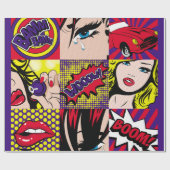 Pop art Kaart Illustrationart, pop, mooi, komiek,d Cadeaupapier (Vlak)