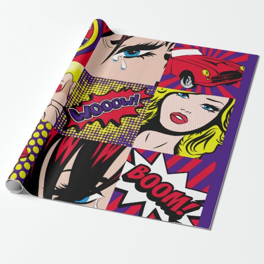 Pop art Kaart Illustrationart, pop, mooi, komiek,d Cadeaupapier (Uitgerold)