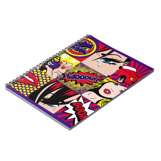 Pop art Kaart Illustrationart, pop, mooi, komiek,d Notitieboek (Linkerzijde)