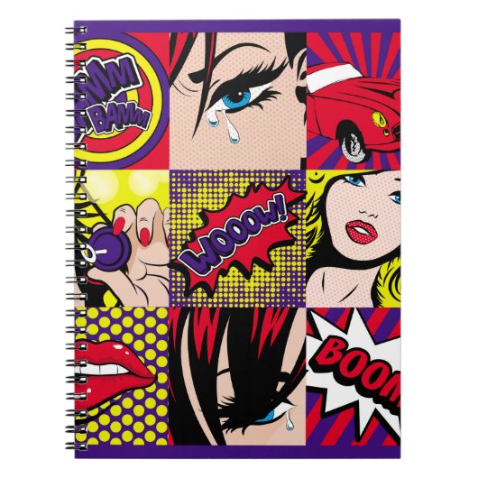 Pop art Kaart Illustrationart, pop, mooi, komiek,d Notitieboek (Voorkant)