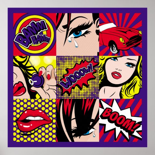 Pop art Kaart Illustrationart, pop, mooi, komiek,d Poster (Voorkant)