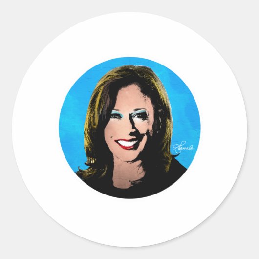 POP ART KAMALA HARRIS PORTRAIT RONDE STICKER (Voorkant)