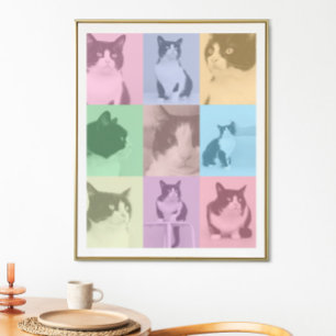 Pop Art Kat 9 Foto Moderne Retro Kleurblok Poster