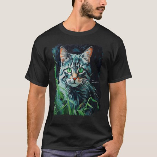 Pop Art Kat Groen T-shirt (Voorkant)