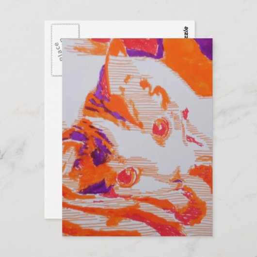 Pop Art katze Briefkaart (Voorkant / Achterkant)