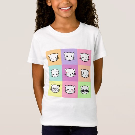 Pop Art Kawaii Cat Emoji 2 T-shirt (Voorkant)