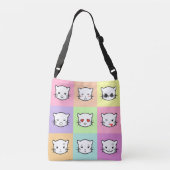 Pop Art Kawaii Cat Emoji Crossbody Tas (Achterkant)