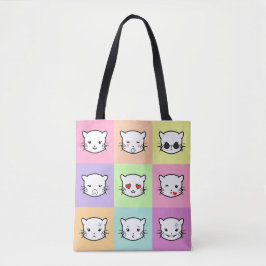 Pop Art Kawaii Cat Emoji Mix Tote Bag