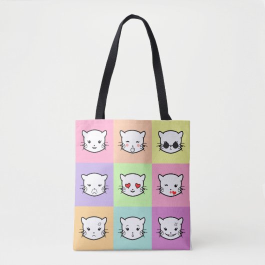 Pop Art Kawaii Cat Emoji Mix Tote Bag (Voorkant)