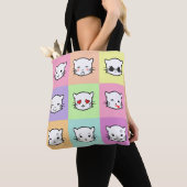 Pop Art Kawaii Cat Emoji Mix Tote Bag (Dichtbij)