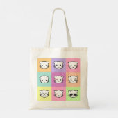 Pop Art Kawaii Cat Emoji Mix Tote Bag (Achterkant)