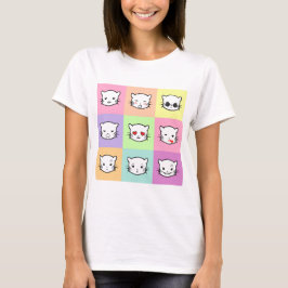 Pop Art Kawaii Cat Emoji T-shirt