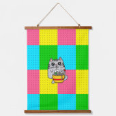 Pop Art Kawaii Cat met Boba Tea, Ramen en ambachte Hangend Wandkleed (Voorkant 2)