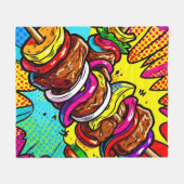 Pop Art Kebabexplosie Fleece Deken (Voorkant (Horizontaal))