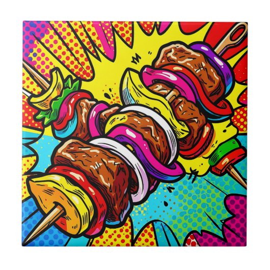 Pop Art Kebabexplosie Tegeltje (Voorkant)