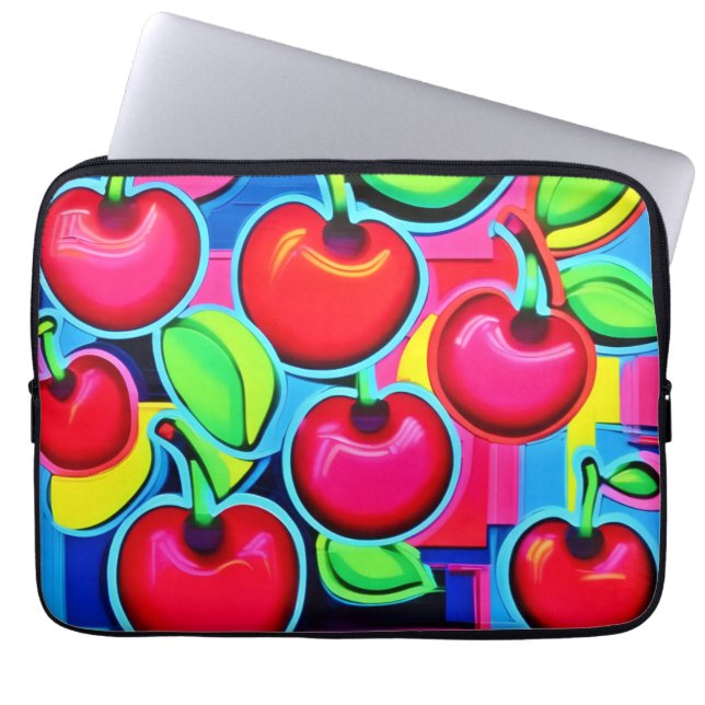 Pop Art Kersenexplosie Laptop Sleeve (Voorkant)