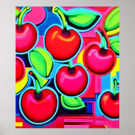 Pop Art Kersenexplosie Poster