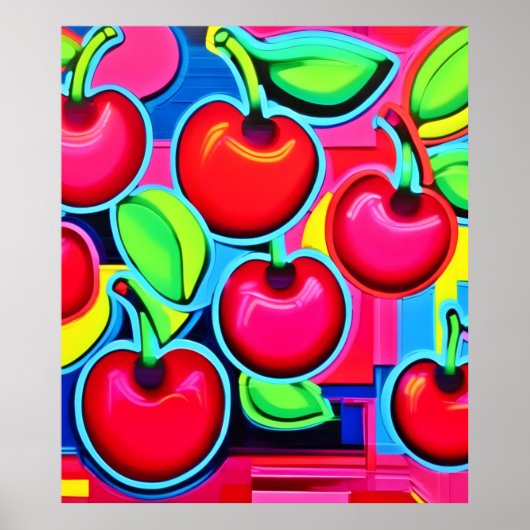 Pop Art Kersenexplosie Poster (Voorkant)