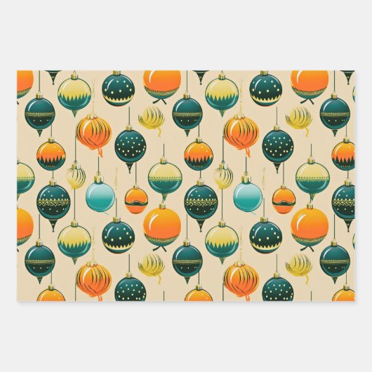 Pop Art Kerst Baubles inpakpapier (Voorkant)