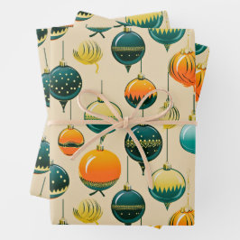 Pop Art Kerst Baubles inpakpapier Vel