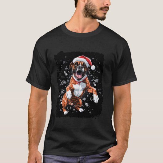 Pop Art Kerst Boxer Hond T-shirt (Voorkant)