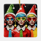 Pop Art Kerst Elfen Keramisch Ornament (Voorkant)