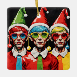 Pop Art Kerst Elfen Keramisch Ornament