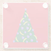 Pop Art kerstboom met appels en Bananas Red Glazen Onderzetter (Achterkant)