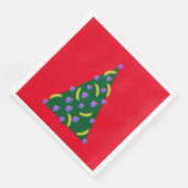 Pop Art kerstboom met appels en Bananas Red Servet (Hoek)