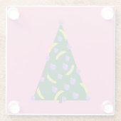 Pop Art kerstboom met appels en Bananas Roze Glazen Onderzetter (Achterkant)