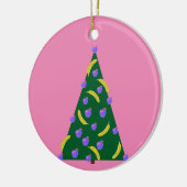 Pop Art kerstboom met appels en Bananas Roze Keramisch Ornament (Links)