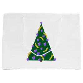 Pop Art kerstboom met appels en Bananas White Groot Cadeauzakje