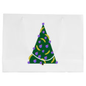 Pop Art kerstboom met appels en Bananas White Groot Cadeauzakje (Achterkant)