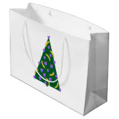 Pop Art kerstboom met appels en Bananas White Groot Cadeauzakje (Achterkant Gekanteld)