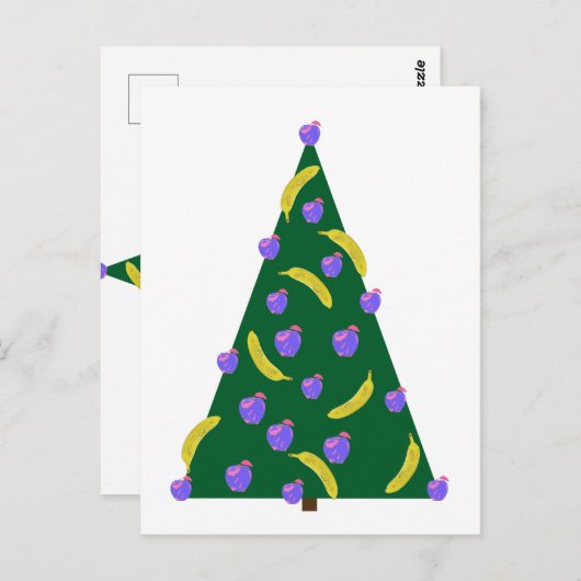 Pop Art kerstboom met appels en bananen Briefkaart (Voorkant / Achterkant)