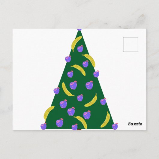 Pop Art kerstboom met appels en bananen Briefkaart (Achterkant)