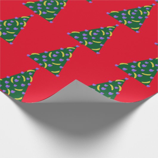 Pop Art kerstboom met appels en bananen Cadeaupapier (Hoek)