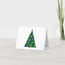 Pop Art kerstboom met appels en bananen Feestdagen Kaart