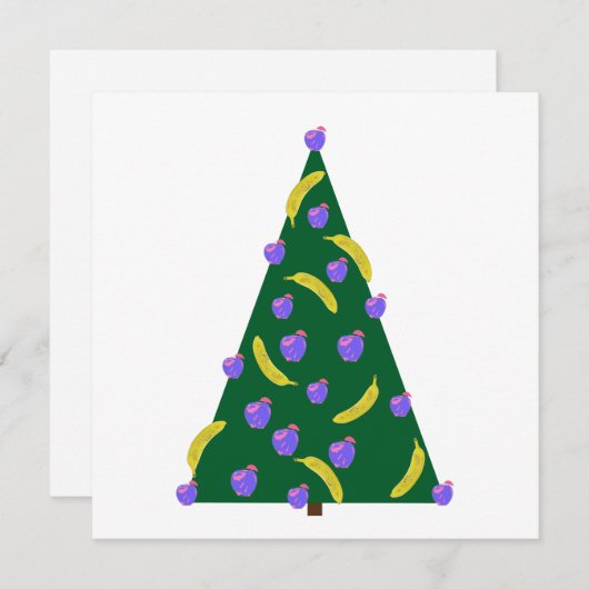 Pop Art kerstboom met appels en bananen Feestdagenkaart (Voorkant / Achterkant)