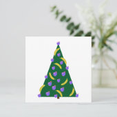 Pop Art kerstboom met appels en bananen Feestdagenkaart (Staand voorkant)