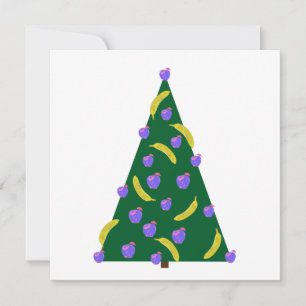 Pop Art Kerstboom met Appels en Bananen  Feestdagenkaart