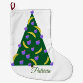 Pop Art kerstboom met appels en bananen Grote Kerstsok (Voorkant)