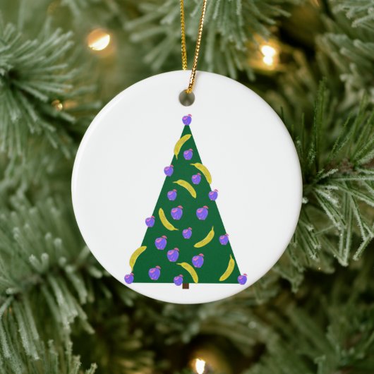 Pop Art kerstboom met appels en bananen Keramisch Ornament (Boom)