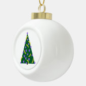 Pop Art kerstboom met appels en bananen Keramische Bal Ornament (Rechts)