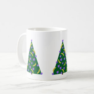 Pop Art kerstboom met appels en bananen Koffiemok