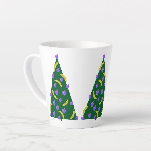 Pop Art kerstboom met appels en bananen Latte Mok (Linkerhoek)