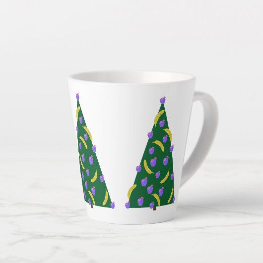 Pop Art kerstboom met appels en bananen Latte Mok (Rechterhoek)