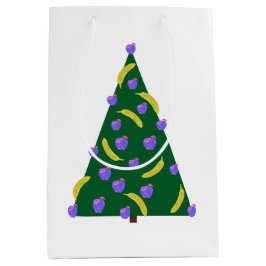 Pop Art kerstboom met appels en bananen Medium Cadeauzakje